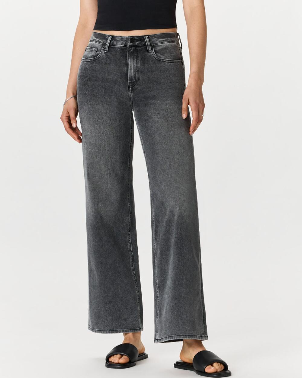 QUINCE Bella Stretch Wide Leg Jeans Greyed Out Sz 28 {RR14}